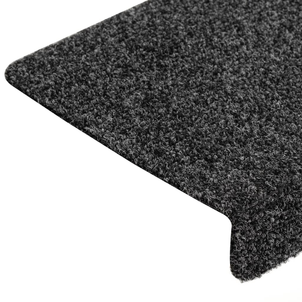 Prostirke za stepenice samoljepljive 15 kom 65x21x4 cm tamnosive pravokutne rubove