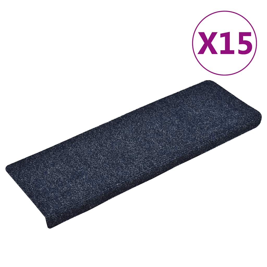 Prostirke za stepenice samoljepljive 15 kom 65x21x4 cm plave pravokutne rubove