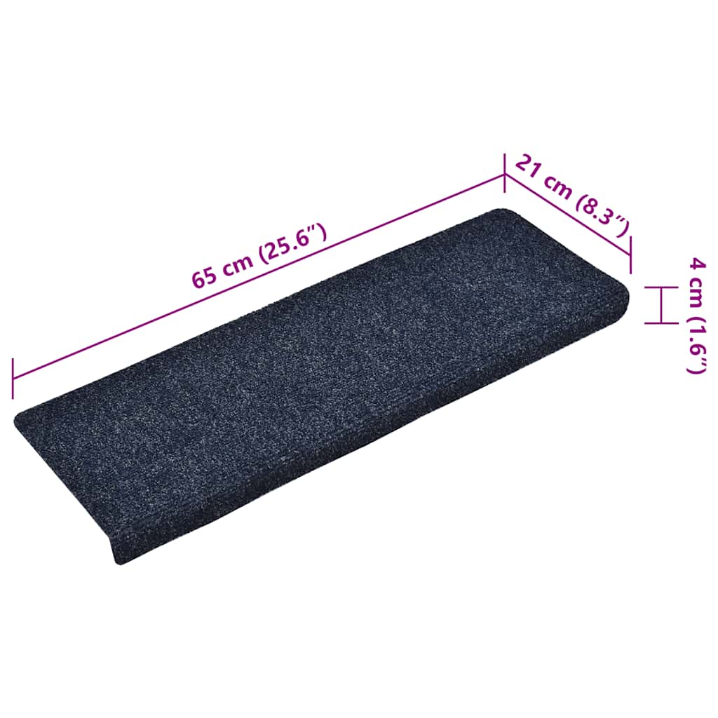 Prostirke za stepenice samoljepljive 15 kom 65x21x4 cm plave pravokutne rubove