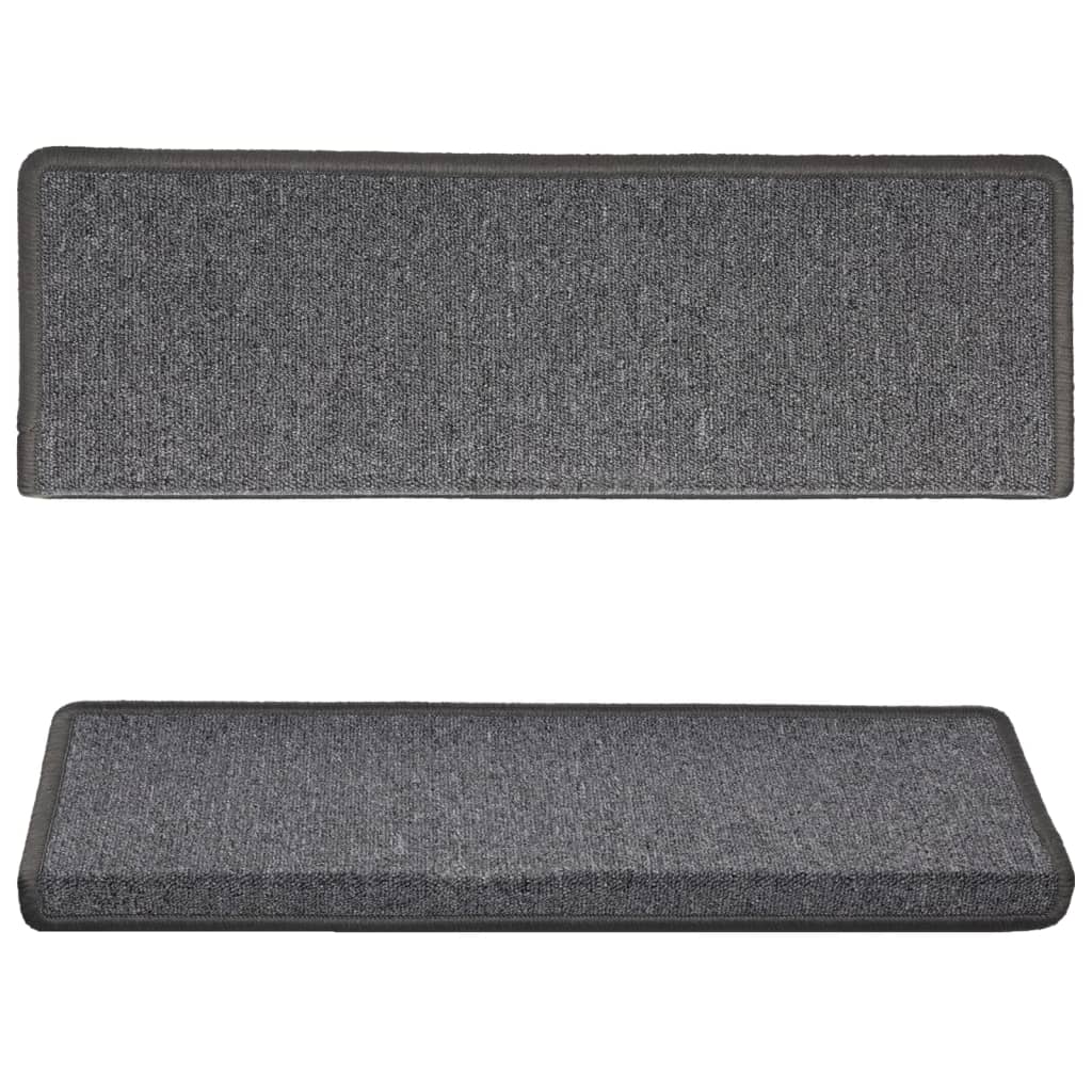 Prostirke za stepenice 15 kom 65x21x4 cm tamno sive pravokutne rubove