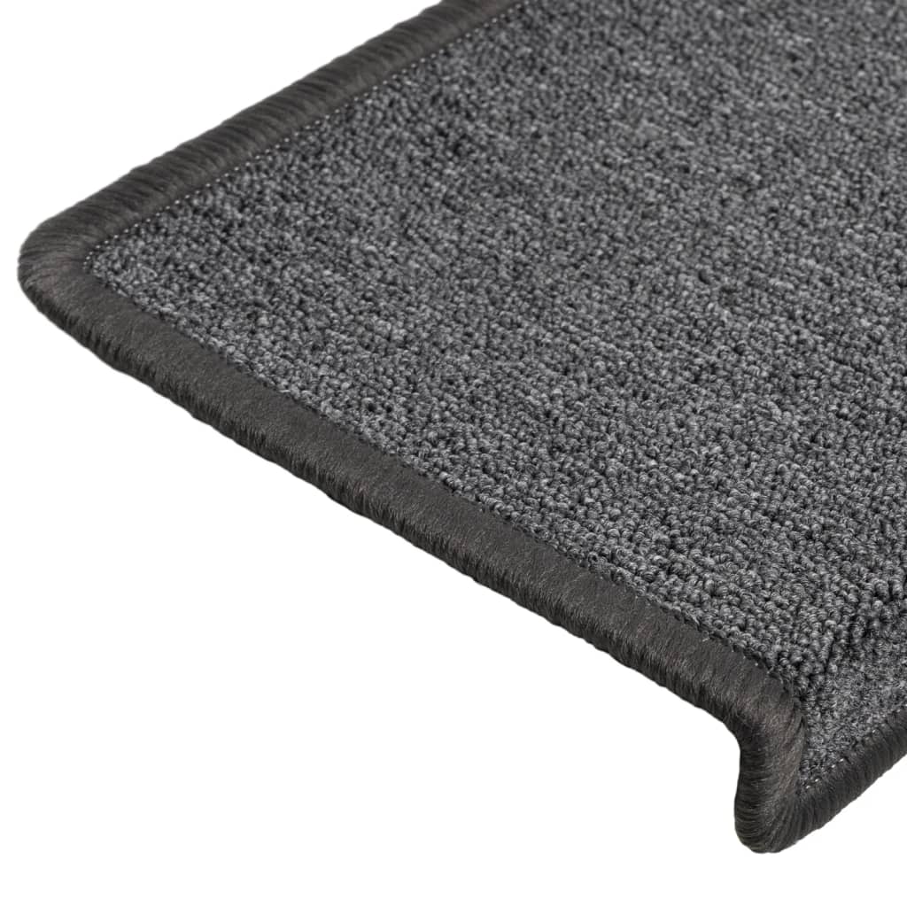 Prostirke za stepenice 15 kom 65x21x4 cm tamno sive pravokutne rubove