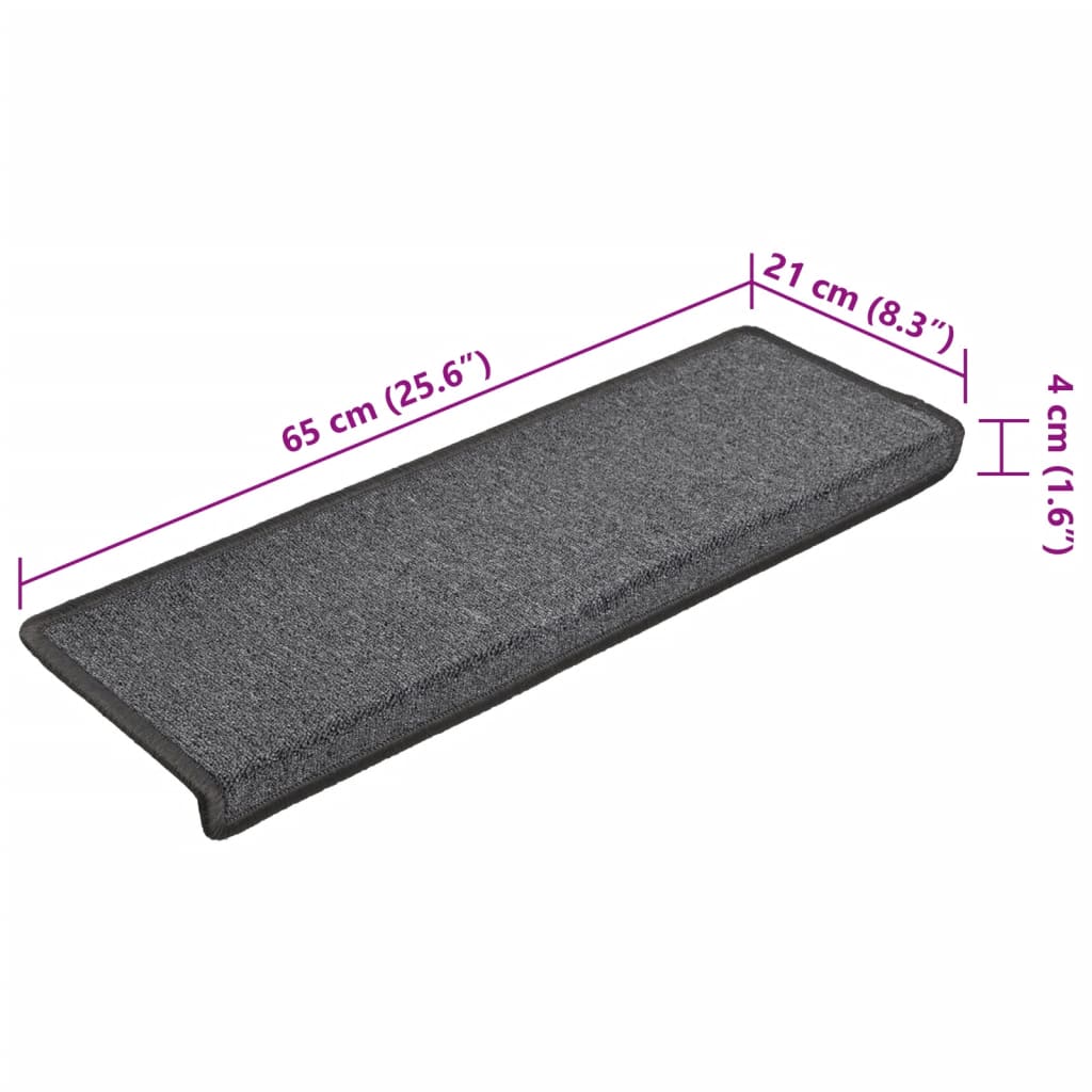 Prostirke za stepenice 15 kom 65x21x4 cm tamno sive pravokutne rubove