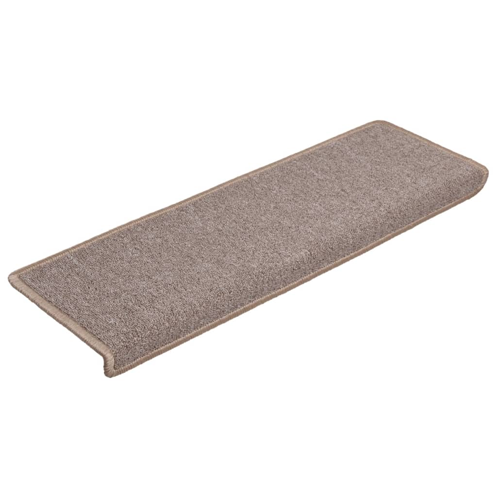 Prostirke za stepenice 15 kom 65x21x4 cm svijetlosmeđe pravokutne rubove