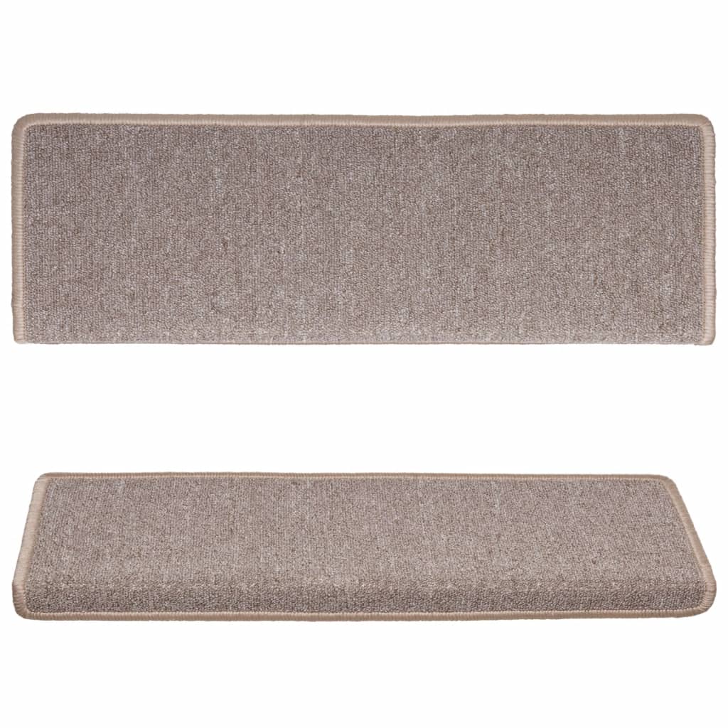 Prostirke za stepenice 15 kom 65x21x4 cm svijetlosmeđe pravokutne rubove