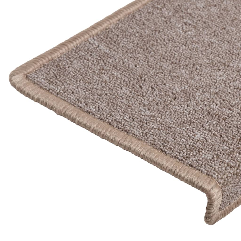 Prostirke za stepenice 15 kom 65x21x4 cm svijetlosmeđe pravokutne rubove