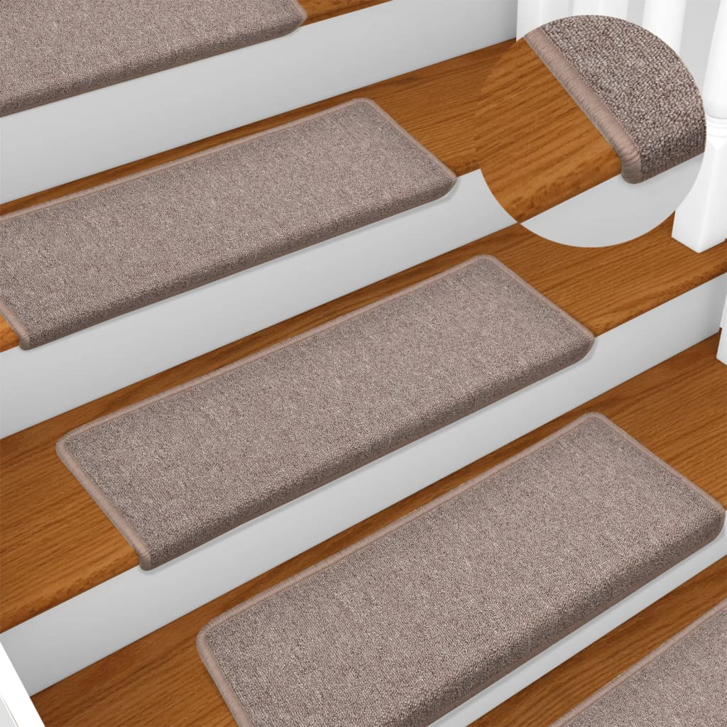 Prostirke za stepenice 15 kom 65x21x4 cm svijetlosmeđe pravokutne rubove