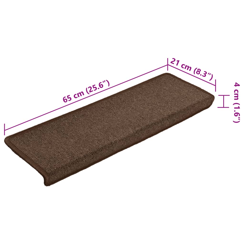 Prostirke za stepenice 15 kom 65x21x4 cm smeđe pravokutne rubove