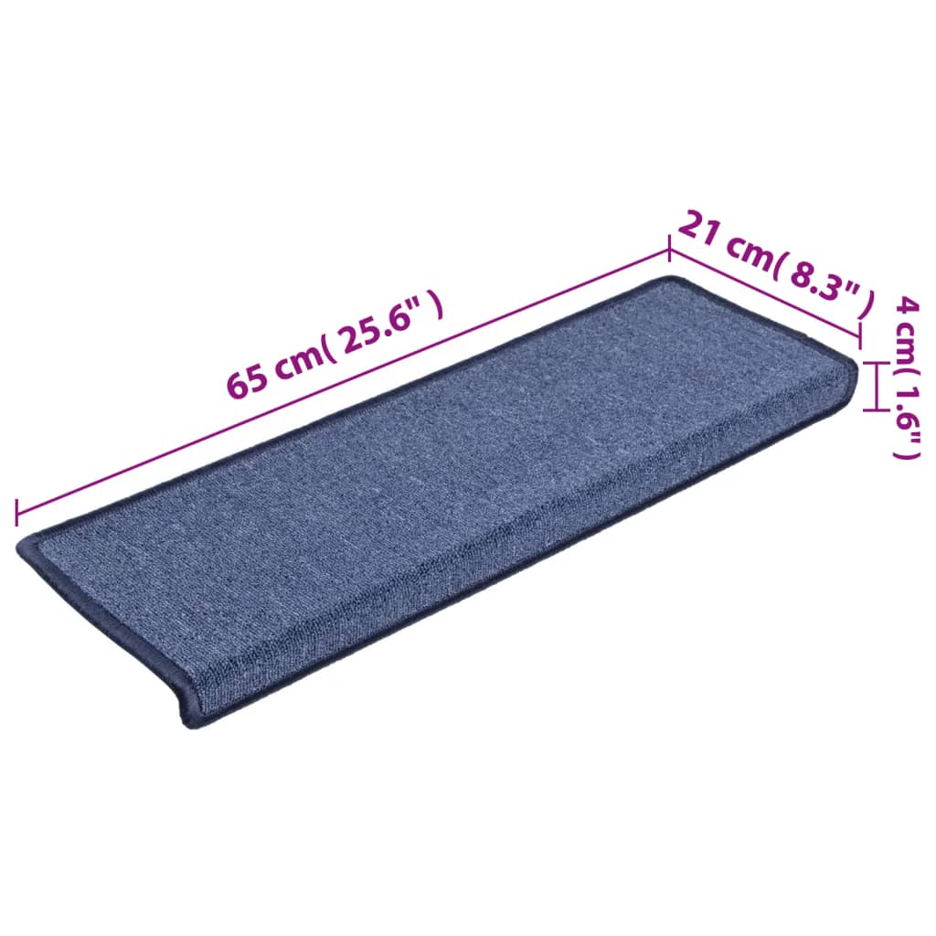 Prostirke za stepenice 15 kom 65x21x4 cm plave pravokutne rubove