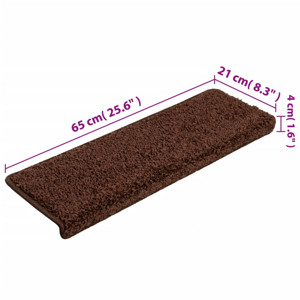 Prostirke za stepenice 15 kom 65x21x4 cm smeđe pravokutne rubove