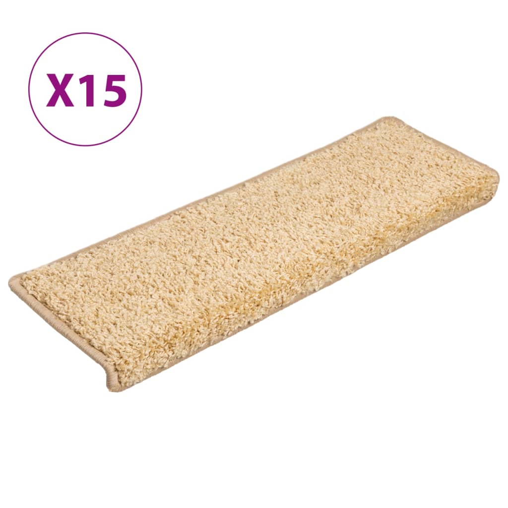 Prostirke za stepenice 15 kom 65x21x4 cm krem pravokutni rub