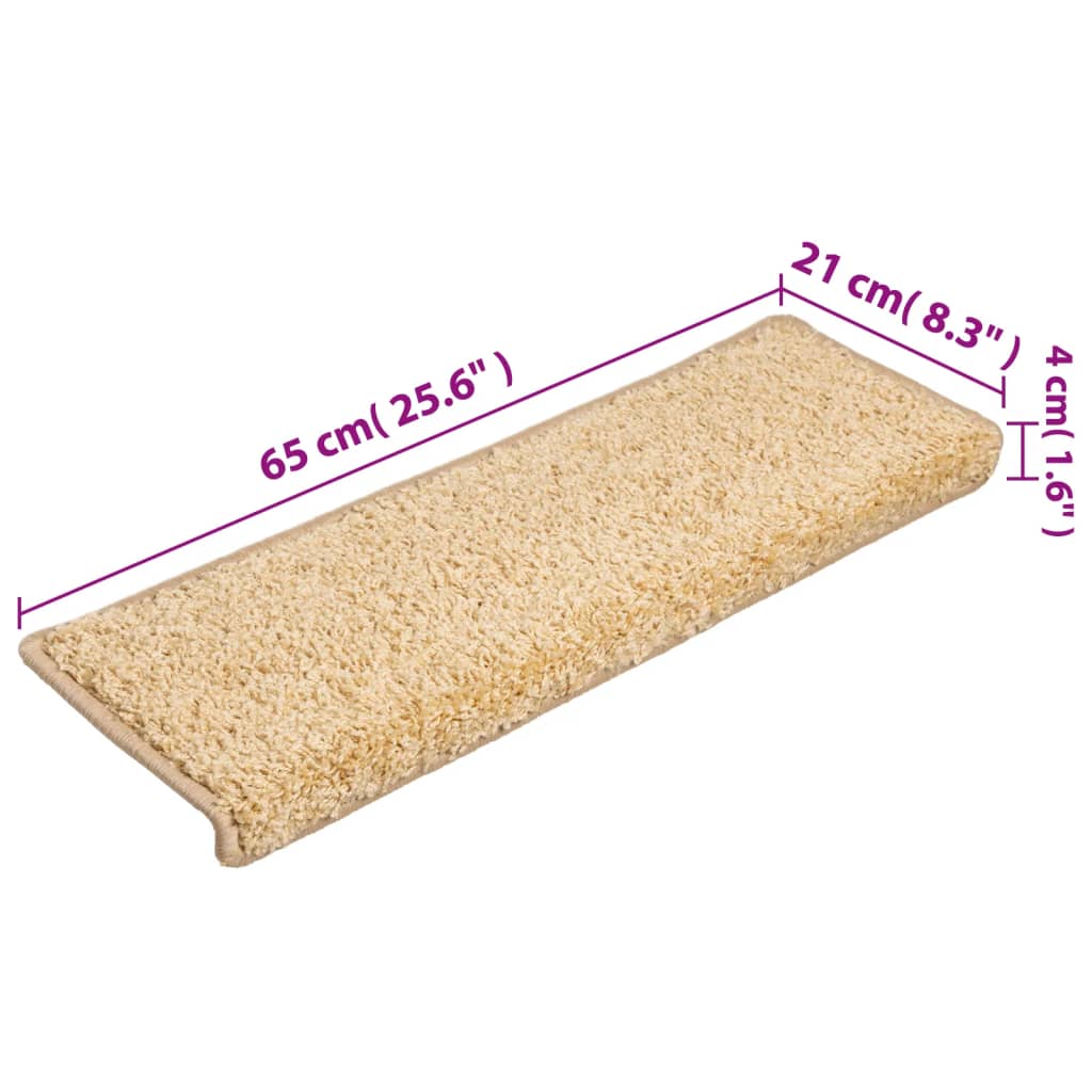 Prostirke za stepenice 15 kom 65x21x4 cm krem pravokutni rub