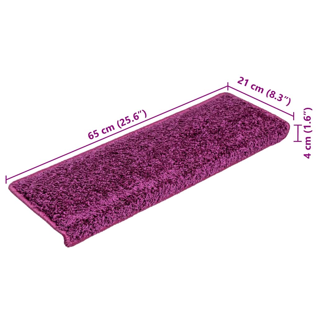 Prostirke za stepenice 15 kom 65x21x4 cm ljubičaste pravokutne rubove