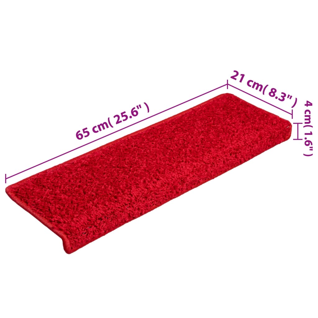 Prostirke za stepenice 15 kom 65x21x4 cm crvene pravokutne rubove
