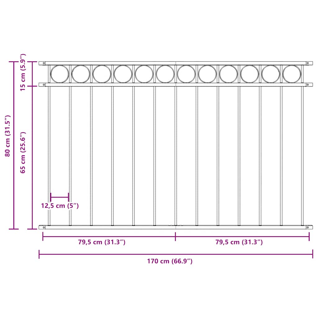 Ogradni panel ASSEN čelik 1,7x0,8 m Crni