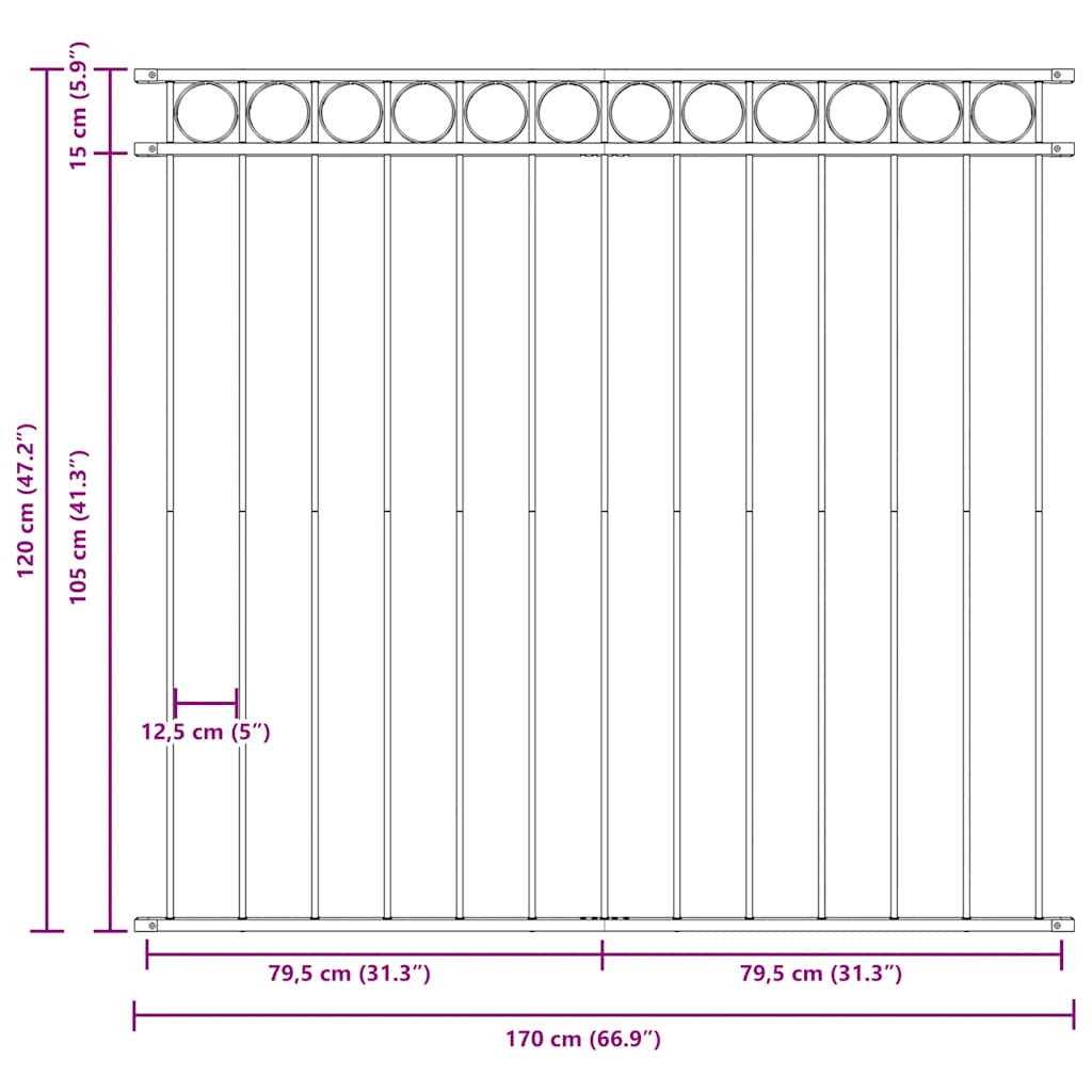 Ogradni panel ASSEN čelik 1,7x1,2 m Crni