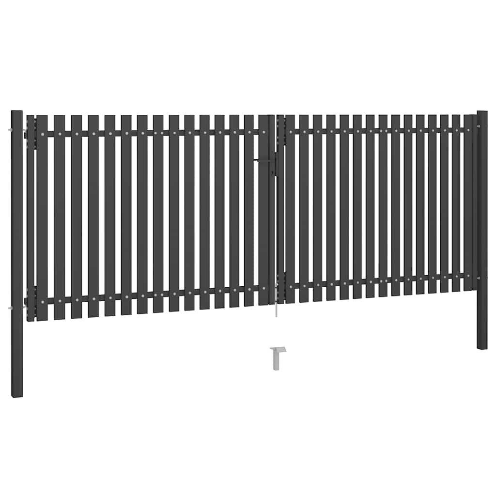 Vrtna vrata za ogradu od čelika 400x125 cm antracit boje