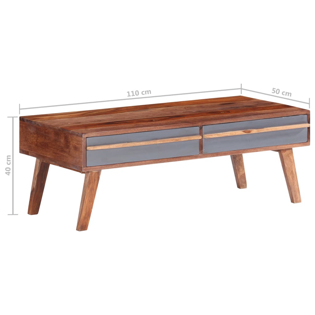Stolić za kavu sivi 110 x 50 x 40 cm od masivnog drva