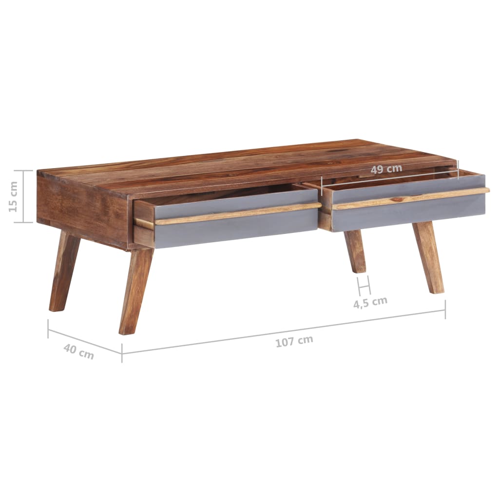 Stolić za kavu sivi 110 x 50 x 40 cm od masivnog drva