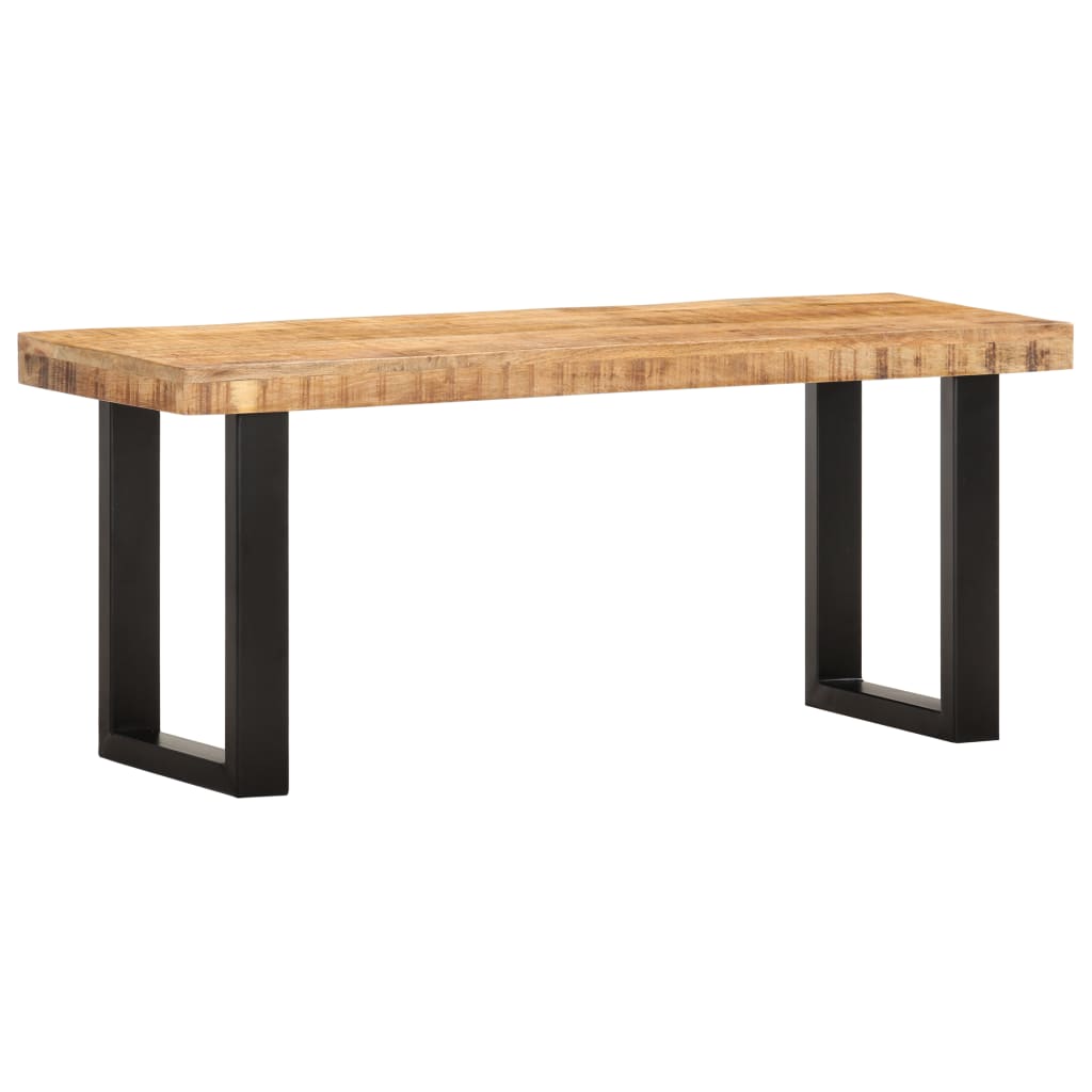 Klupa od grubog masivnog drva manga i čelika 110 cm