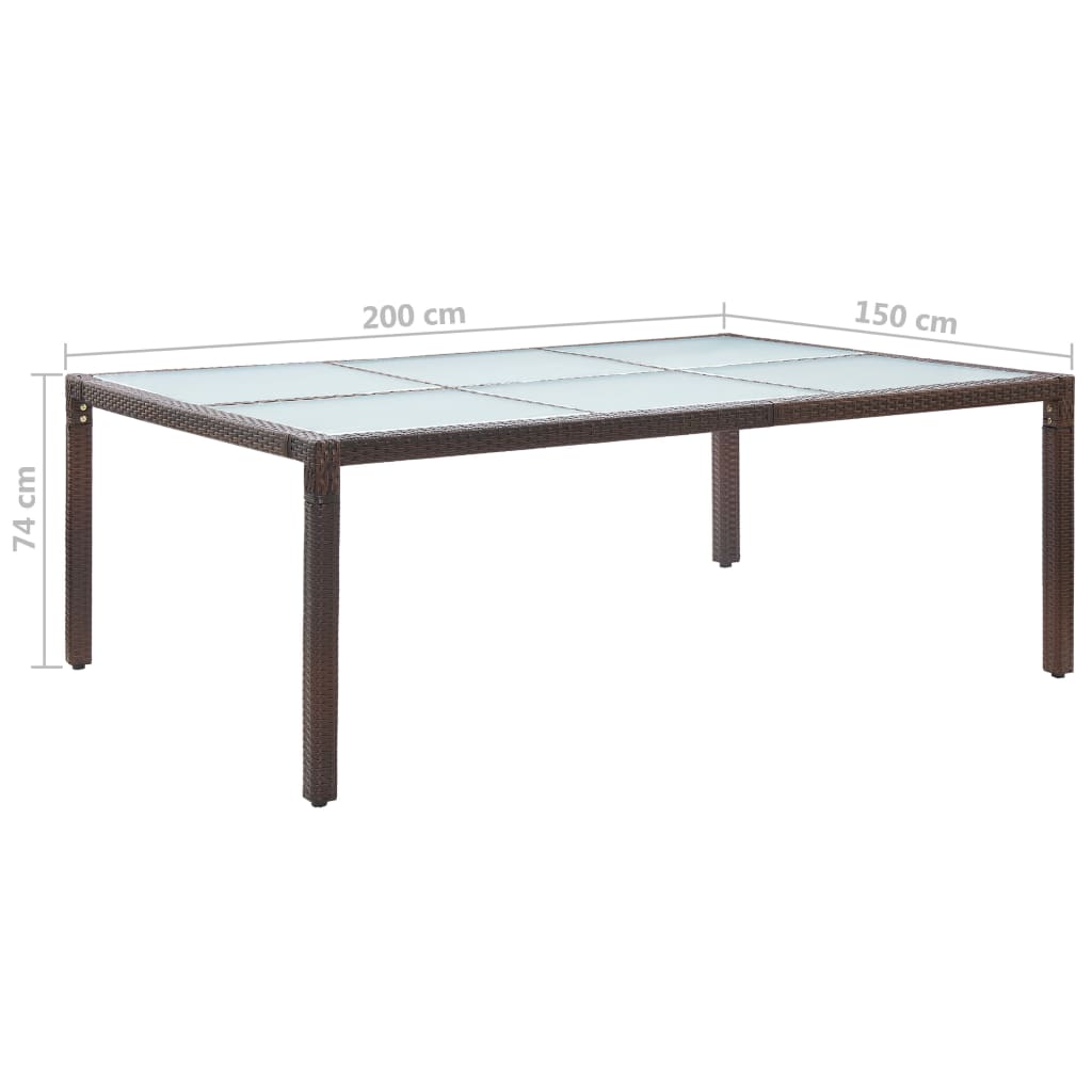 Vrtni blagovaonski stol smeđi 200 x 150 x 74 cm od poliratana