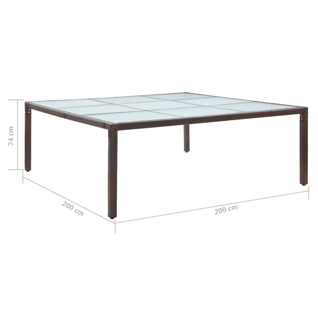 Vrtni blagovaonski stol smeđi 200 x 200 x 74 cm od poliratana