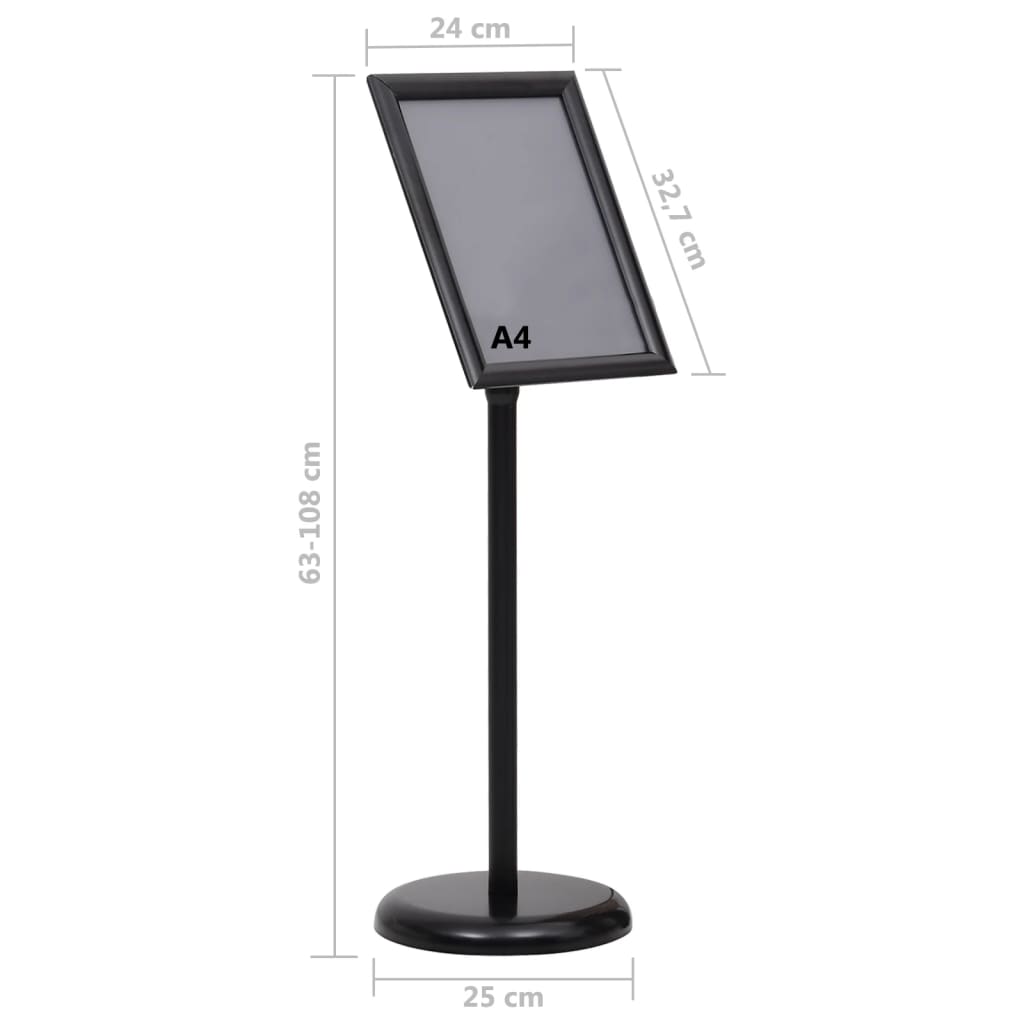 Stalak za plakate A4 s postoljem crni od aluminijske legure