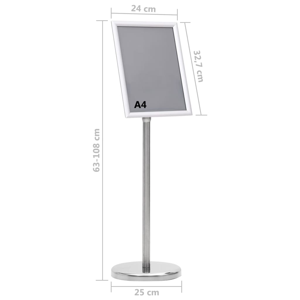 Stalak za plakate A4 s postoljem srebrni od aluminijske legure
