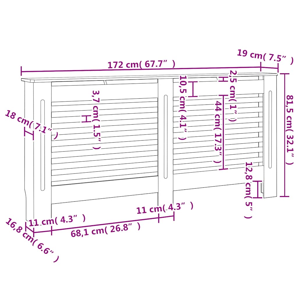 Pokrovi za radijator 2 kom bijeli 172 x 19 x 81,5 cm MDF