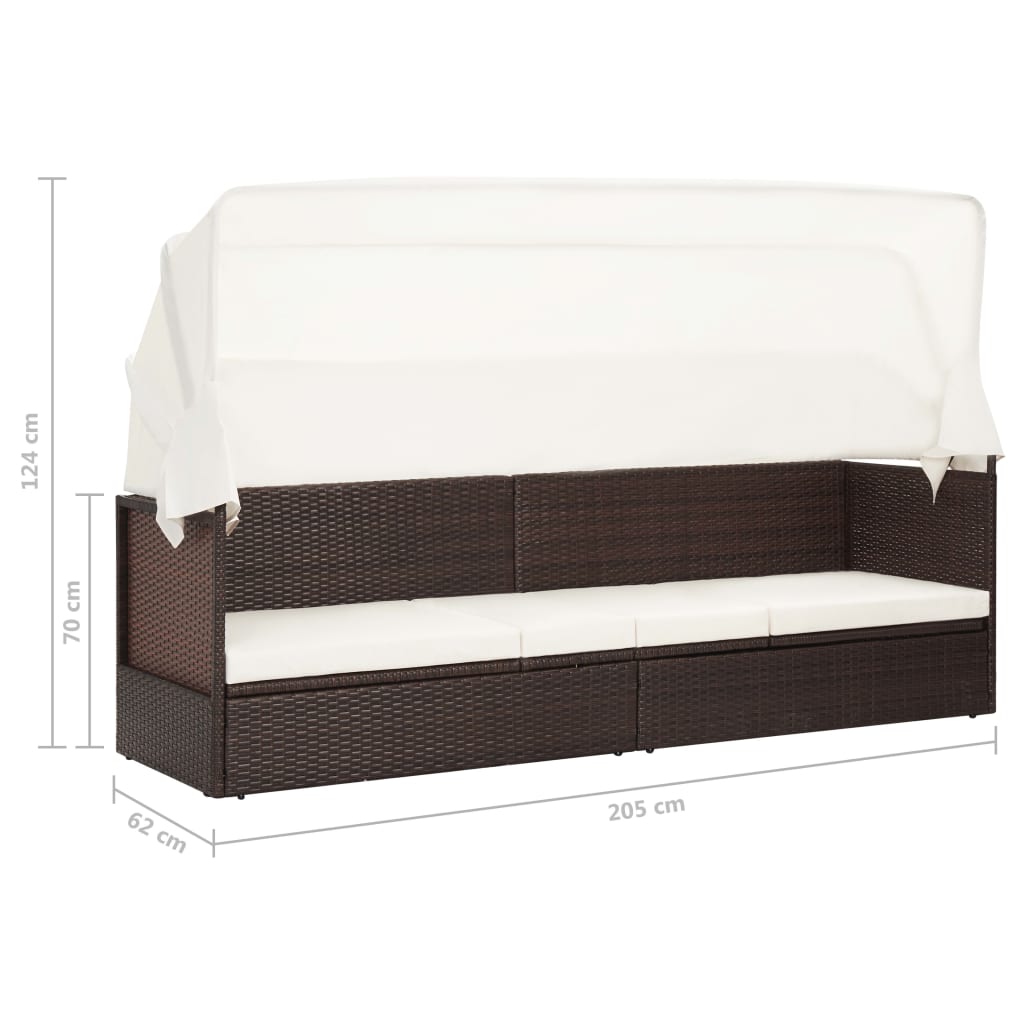 Vrtna sofa s nadstrešnicom smeđa od poliratana