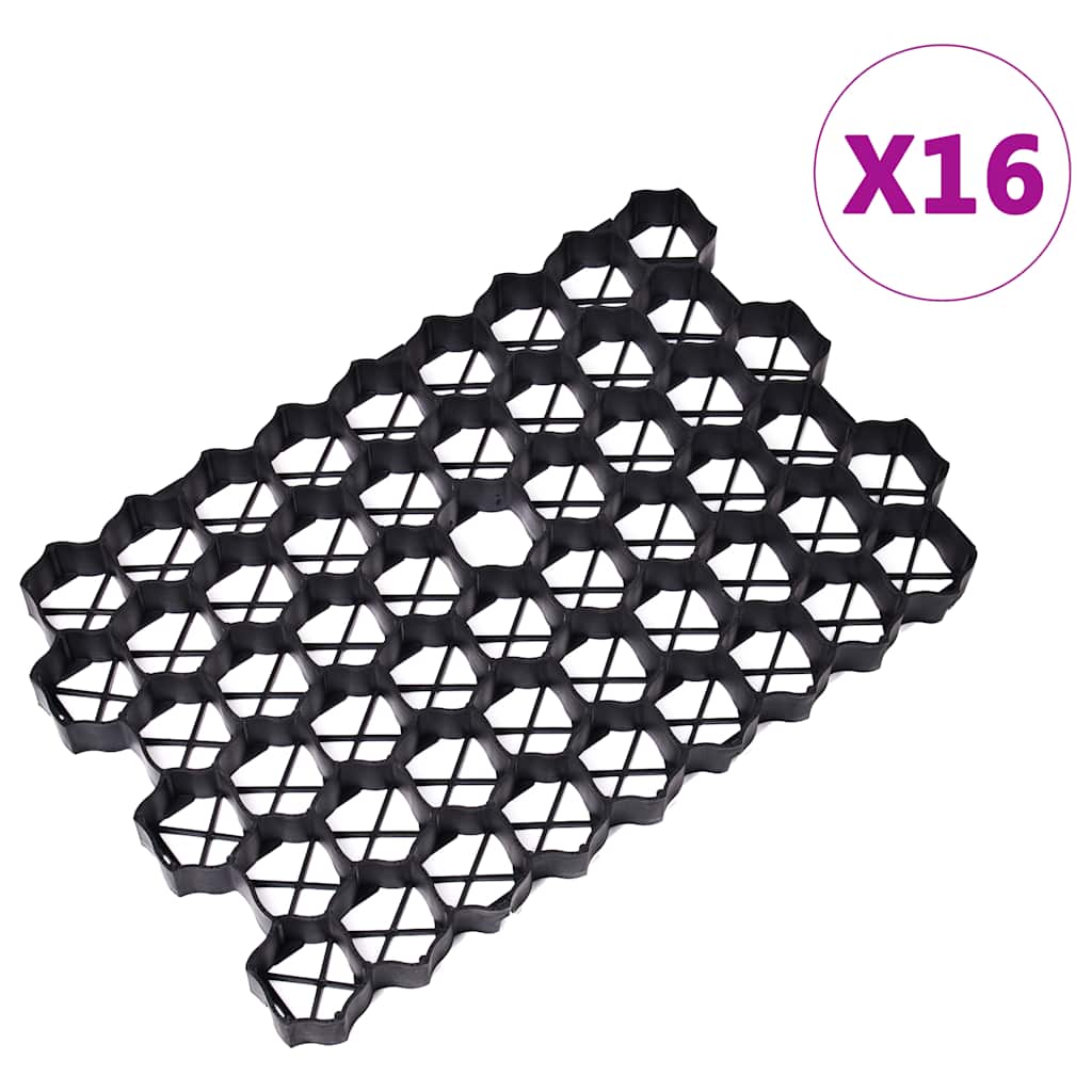 Rešetke za travu 16 kom crne 60 x 40 x 3 cm plastične