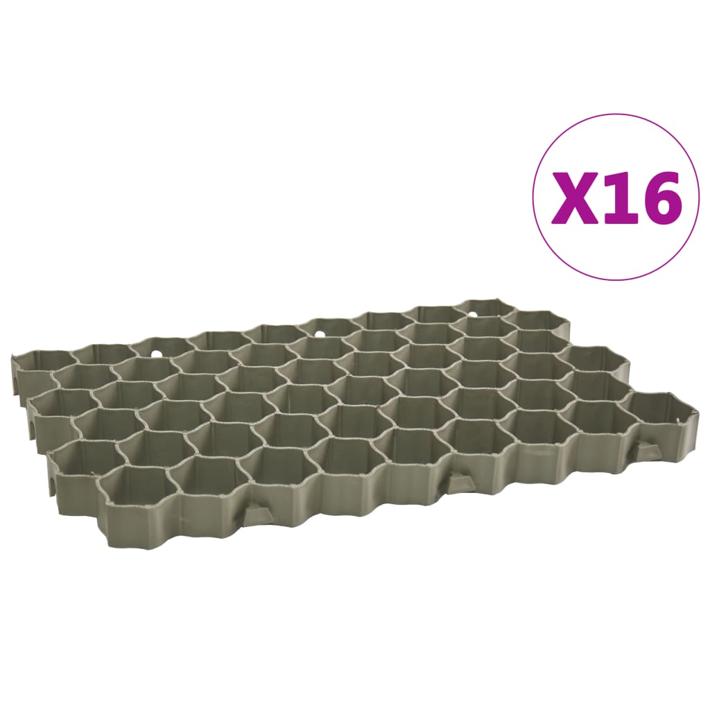 Rešetke za travu 16 kom zelene 60 x 40 x 3 cm plastične