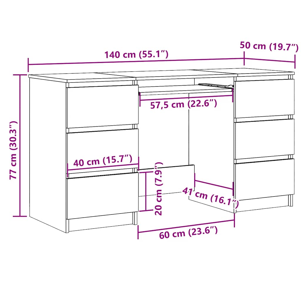 Pisaći stol bijeli 140 x 50 x 77 cm od konstruiranog drva