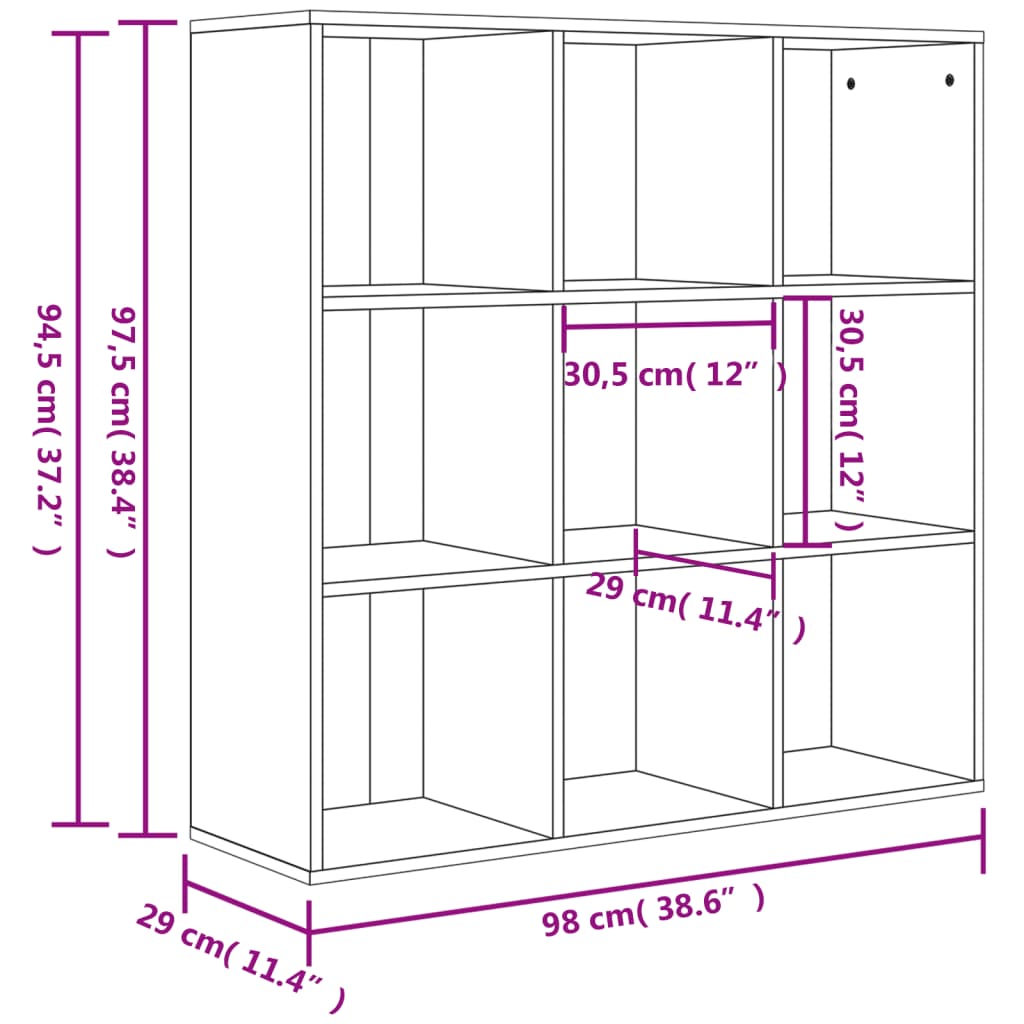 Ormarić za knjige boja betona 98x29x97,5 cm konstruirano drvo