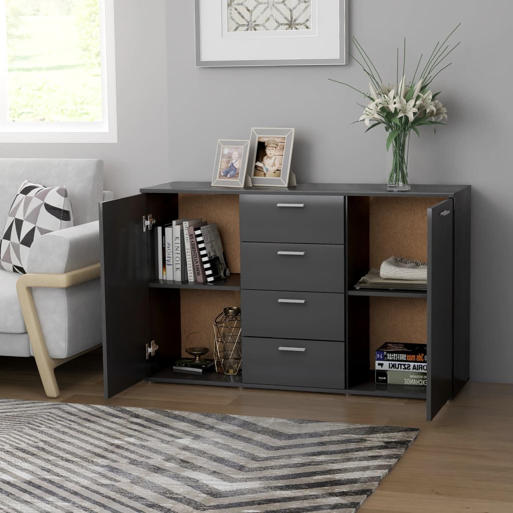 Komoda siva 120 x 35,5 x 75 cm od konstruiranog drva