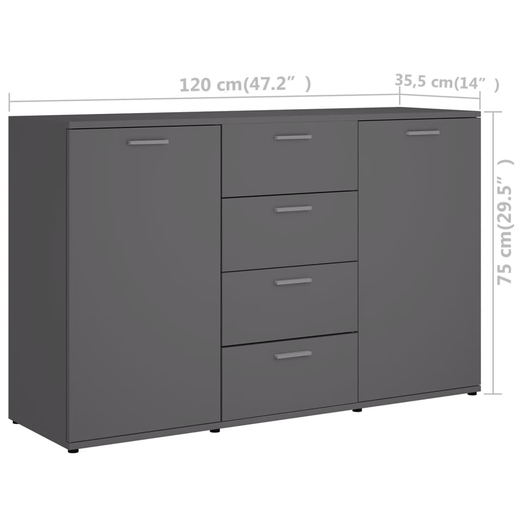 Komoda siva 120 x 35,5 x 75 cm od konstruiranog drva