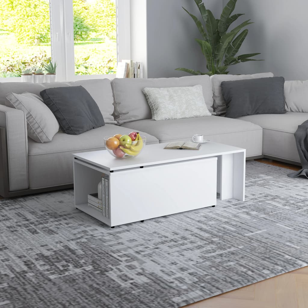 Stolić za kavu bijeli 150 x 50 x 35 cm od konstruiranog drva
