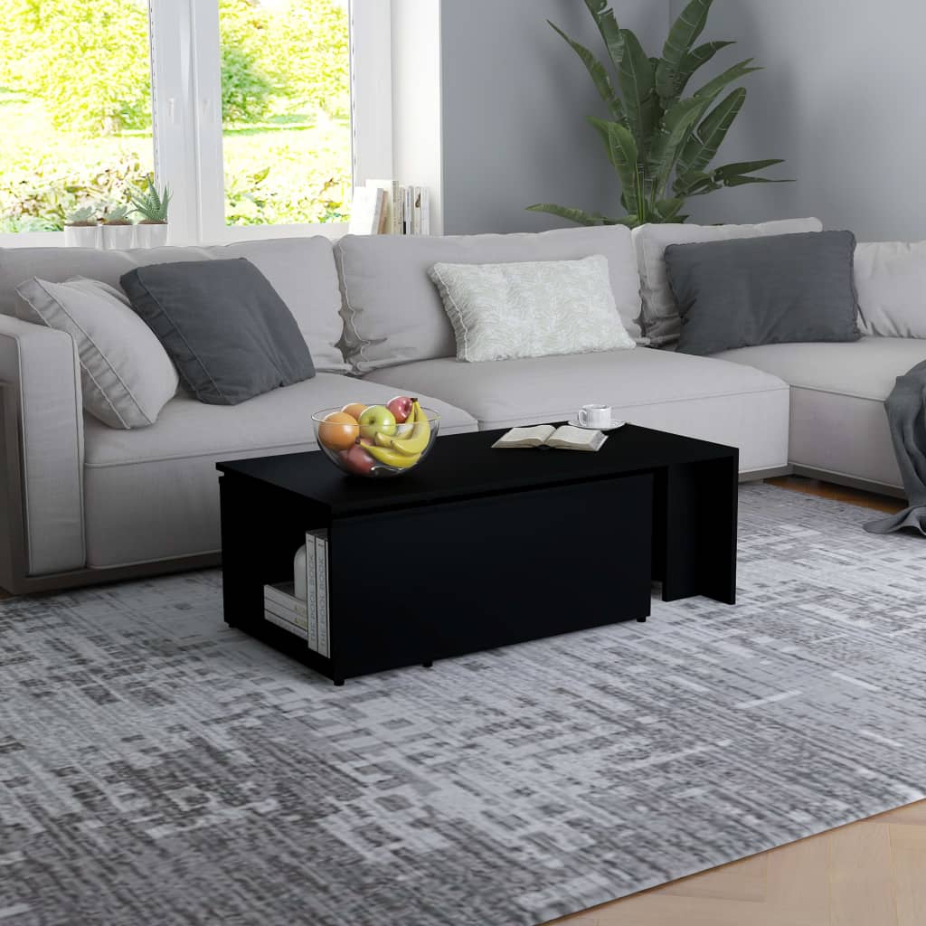 Stolić za kavu crni 150 x 50 x 35 cm od konstruiranog drva