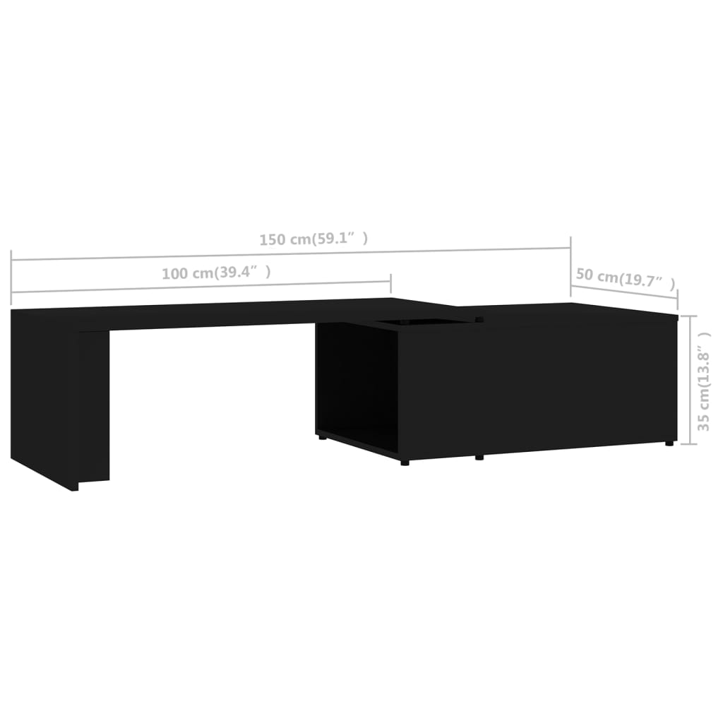 Stolić za kavu crni 150 x 50 x 35 cm od konstruiranog drva