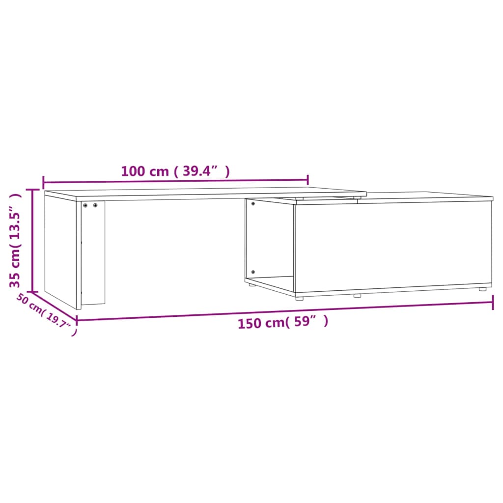 Stolić za kavu boja hrasta 150 x 50 x 35 cm konstruirano drvo