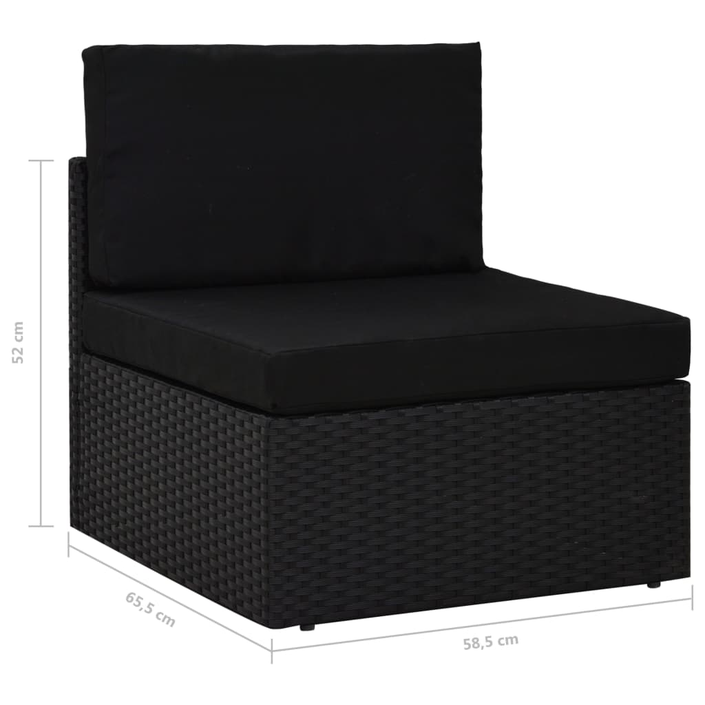 Modularna srednja sofa od poliratana crna