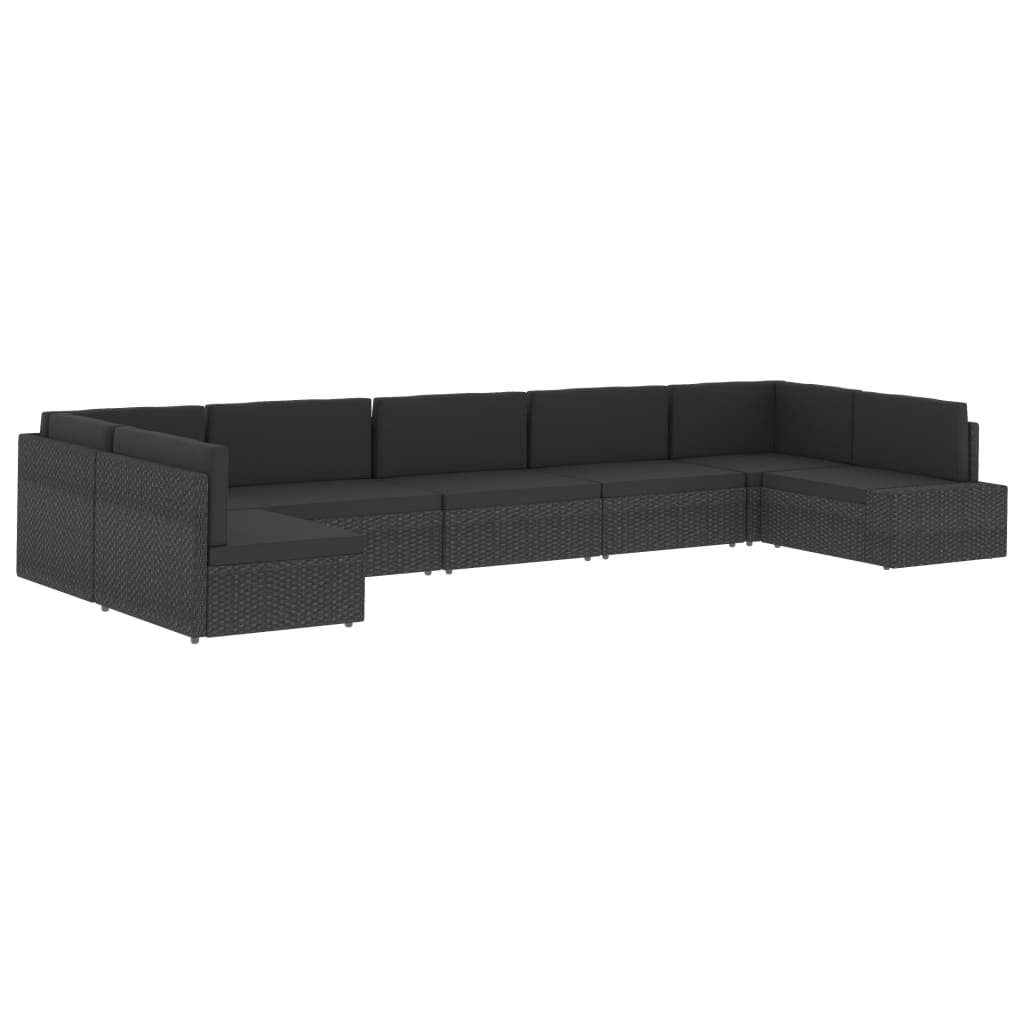 Modularna kutna sofa od poliratana s desnim naslonom crna