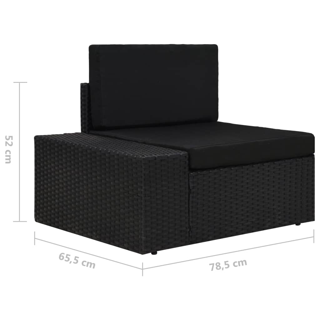 Modularna kutna sofa od poliratana s desnim naslonom crna