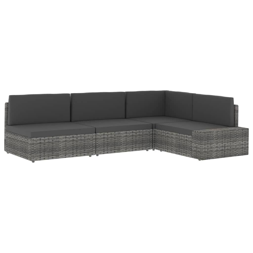 Modularna kutna sofa od poliratana crna