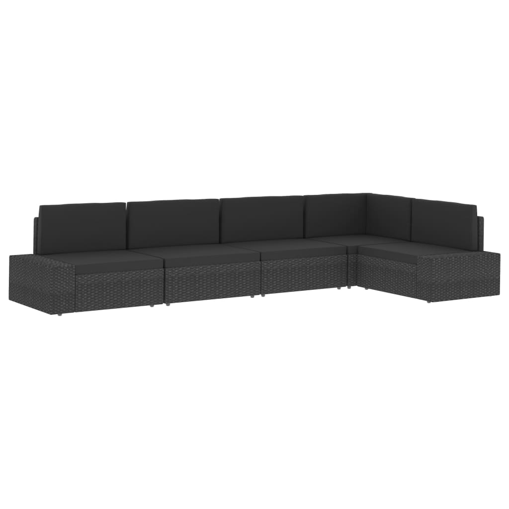Modularna kutna sofa od poliratana crna