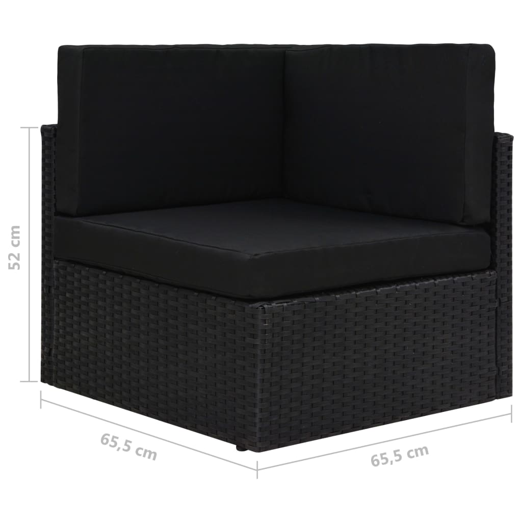 Modularna kutna sofa od poliratana crna