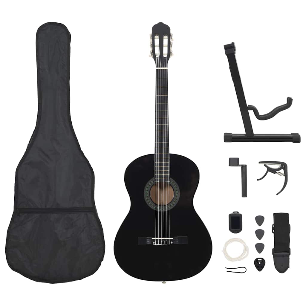 12-dijelni set klasične gitare za početnike crni 4/4 39"