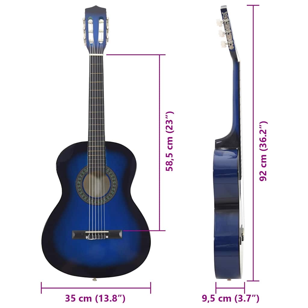 Klasična gitara za početnike i djecu plava 3/4 36"