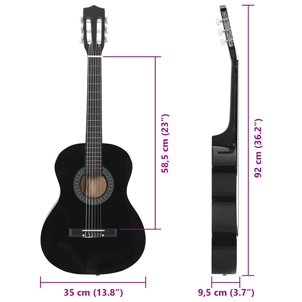 Klasična gitara za početnike i djecu crna 3/4 36"