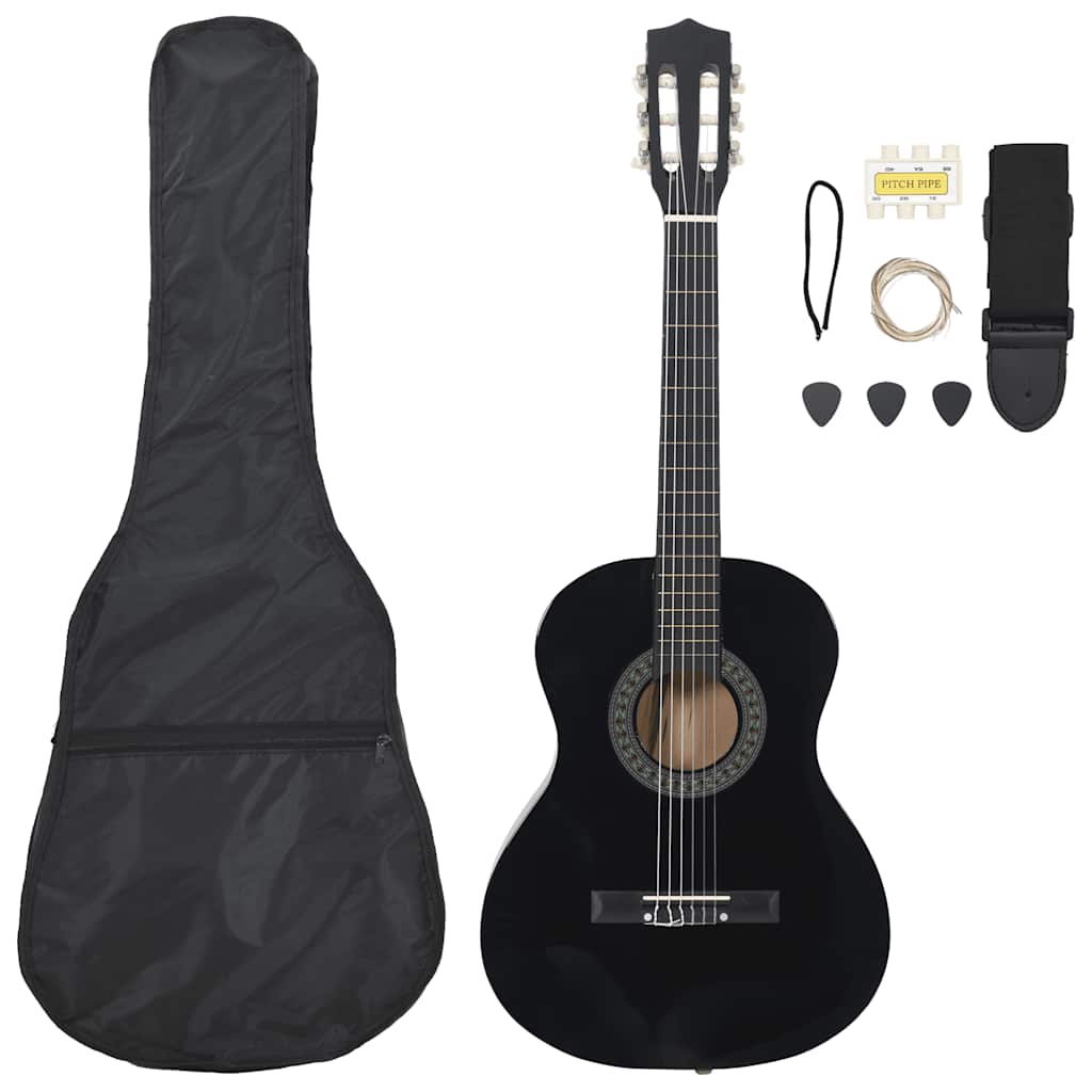 8-dijelni set klasične gitare za početnike crni 3/4 36 "