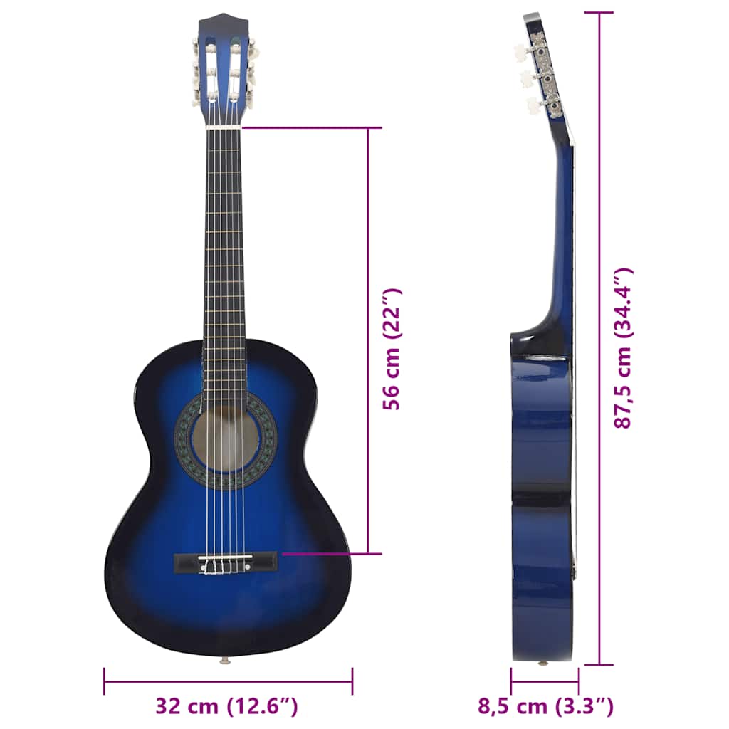 Klasična gitara za početnike i djecu plava 1/2 34"